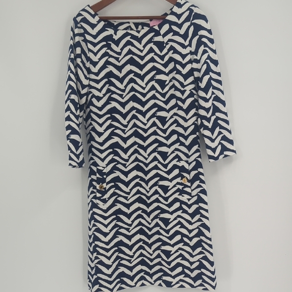 Lilly Pulitzer Womens Charlene Got Lucky Bird Seagull Chevron Sheath Dress - Picture 9 of 12